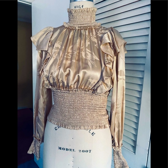 Zimmermann Tops - Zimmermann silk camel color turtleneck blouse. Size 4/6